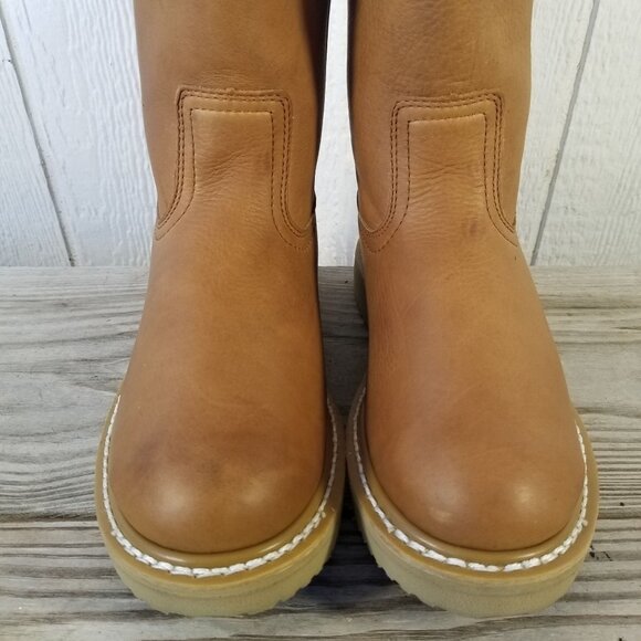 Georgia Wedge Work Wellington Mens Tan Leather Cowboy Western Boots 7.5 W G5153 - Picture 4 of 13